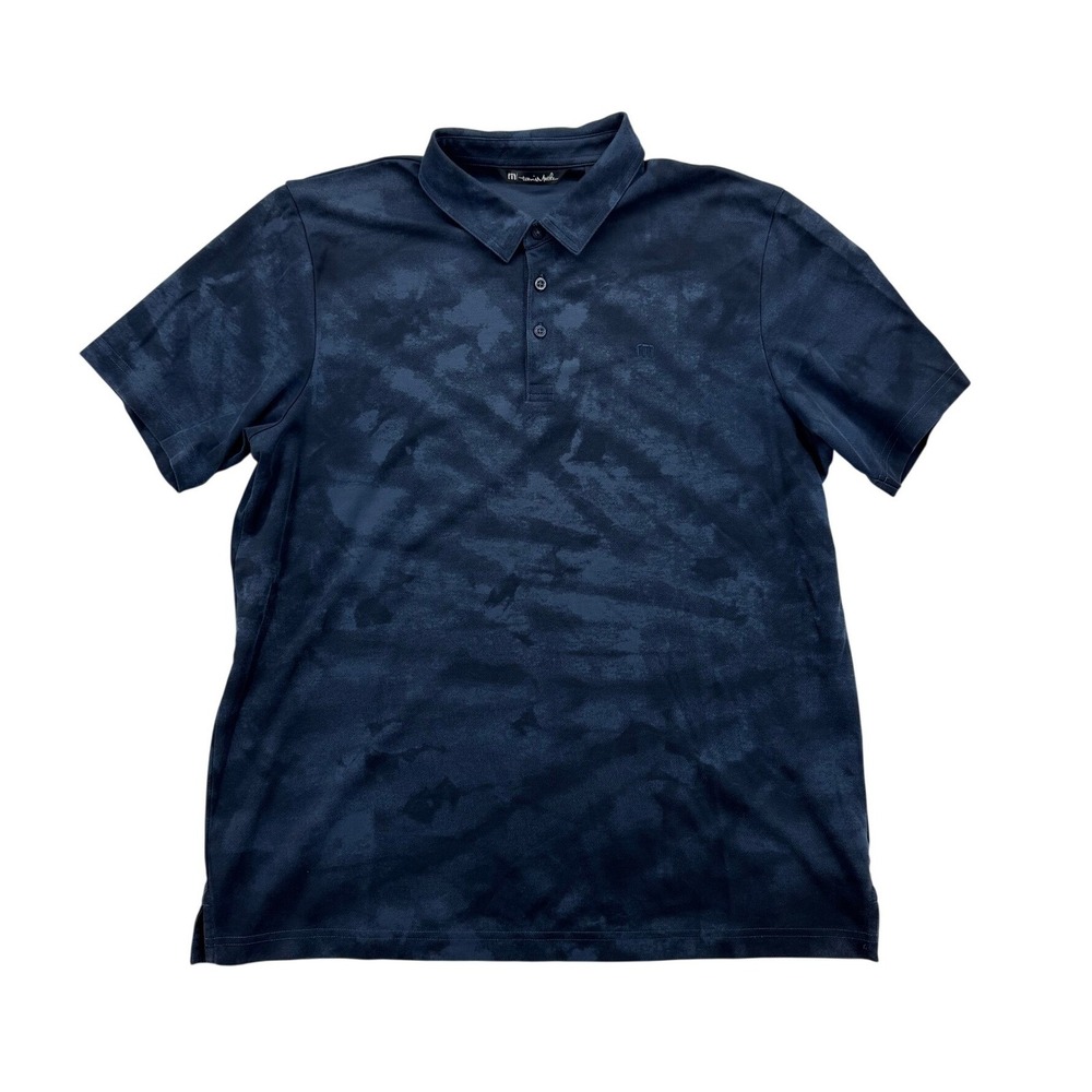 Mens TravisMathew Capsize Blue Tye Dye Print Short Sleeve Golf Polo Shirt XL
